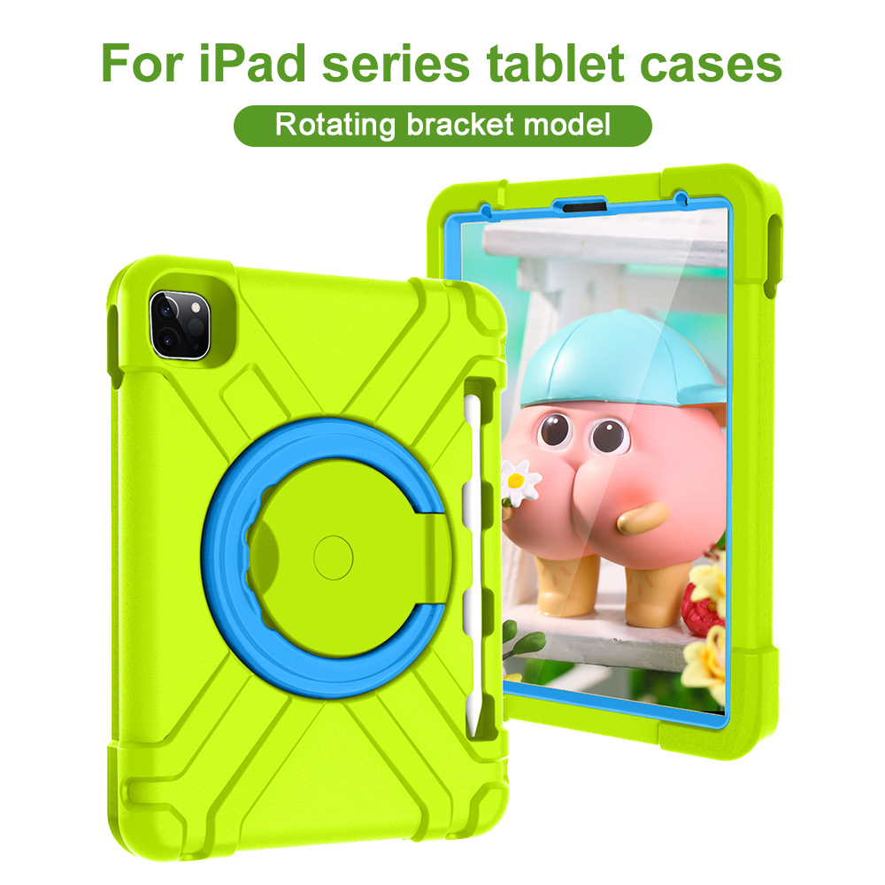 Heavy Duty 360 Full Body Protective Case - 360 ° เคสแท็บเล็ตพร้อมขาตั้งวงแหวนหมุนได้ สำหรับ Apple iPad