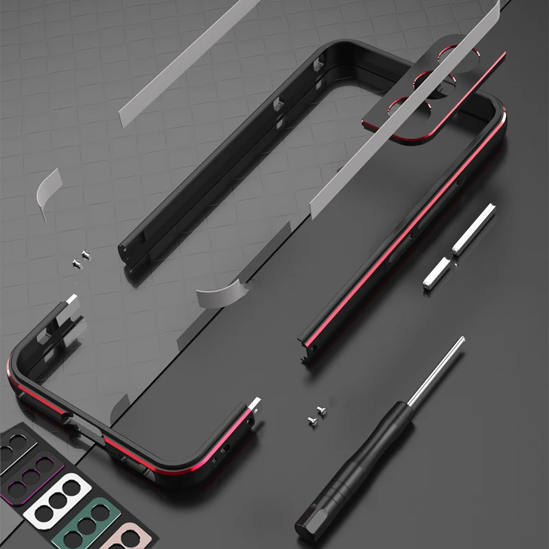 Metal Bumper Aluminum Frame Case - เคสกันกระแทกหรูหราพร้อมกรอบเลนส์โลหะและกันชนอะลูมิเนียมสำหรับ Samsung Galaxy S25 Plus S26