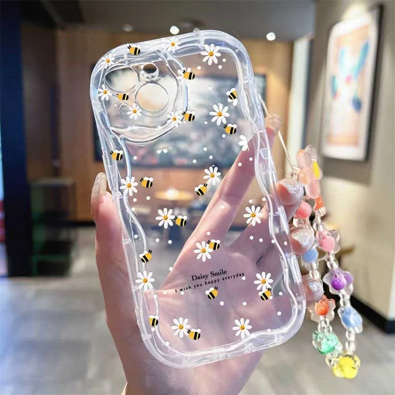 เคสสายคล้องข้อมือลายผึ้งยิ้มสุ - Cute Cartoon Wrist Strap Silicone Case บทวิจารณ์และราคา