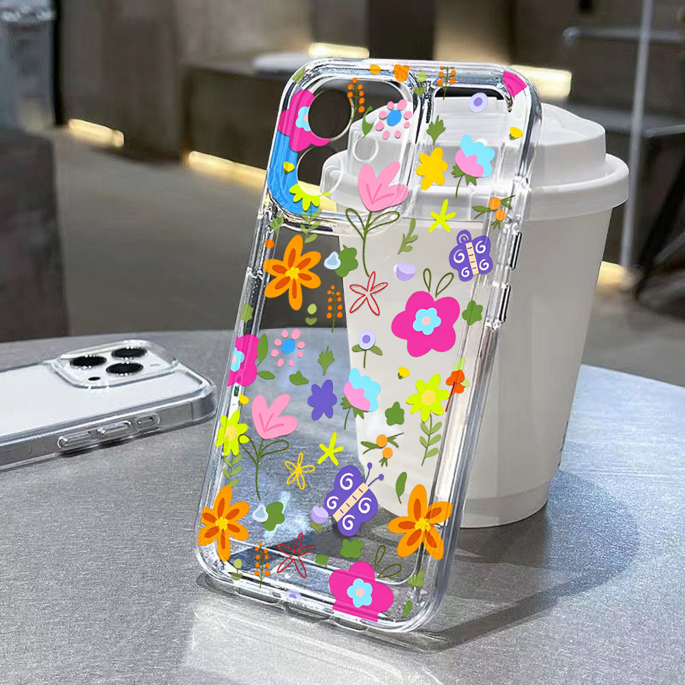 เคสโทรศัพท์ลายดอกไม้สีสันสดใส  - Clear Shockproof Bumper Case บทวิจารณ์และราคา