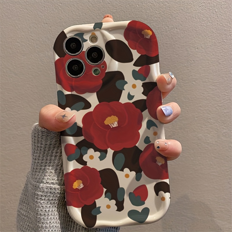 เคสโทรศัพท์ลายดอกคามิเลียสีแดง - Vintage Floral Pattern Soft Case บทวิจารณ์และราคา